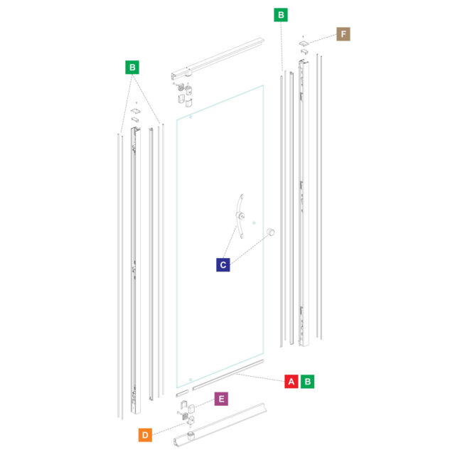 Original Classic Straight Pivot Doors - Kudos Showers Spare Parts